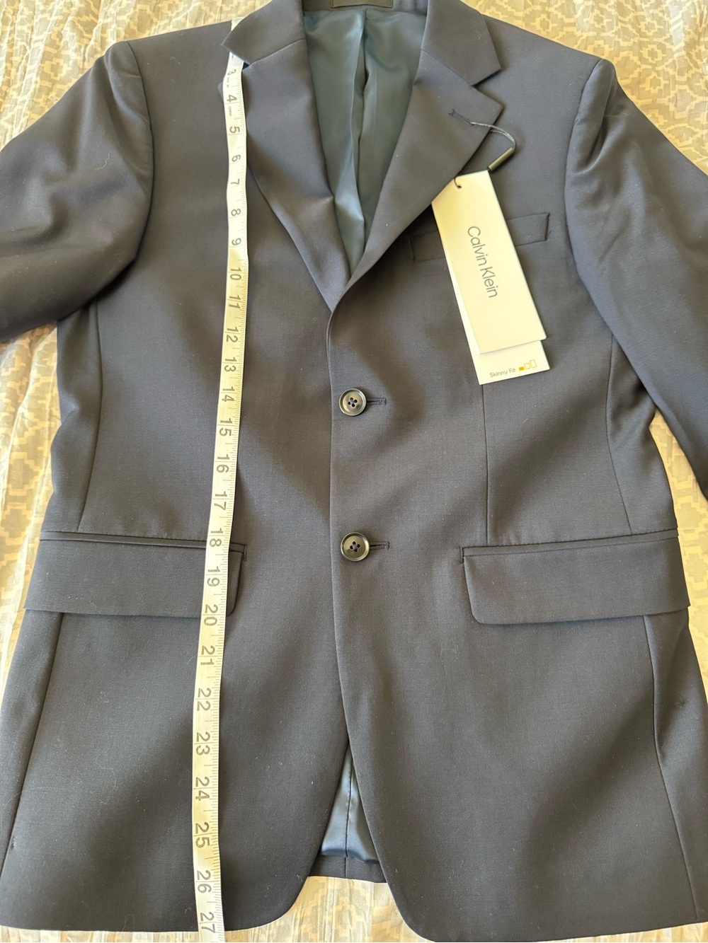 NWT Calvin Klein Men's Milo Skinny Fit Suit Jacket Navy Blue 36S Wool Blend - Picture 10 of 15